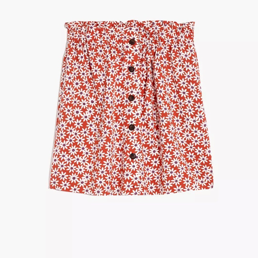 NWT Madewell Paperbag Button-Front Size XL Skirt in Falling Daisies